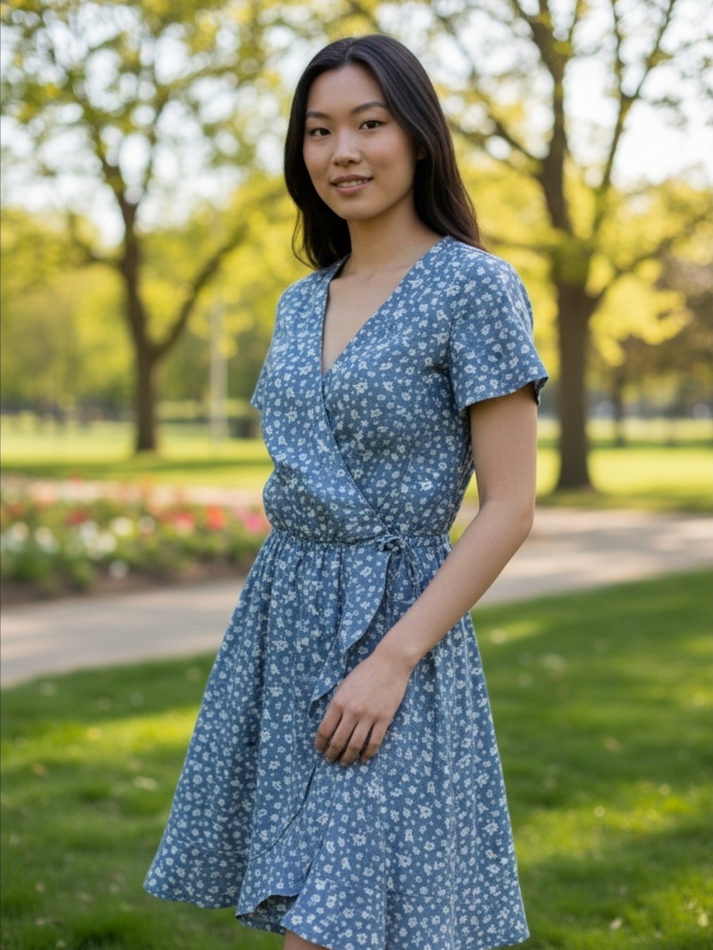 J. Crew Mercantil Blue 100% Cotton Floral Wrap Mini Spring & Summer Dress. XS
